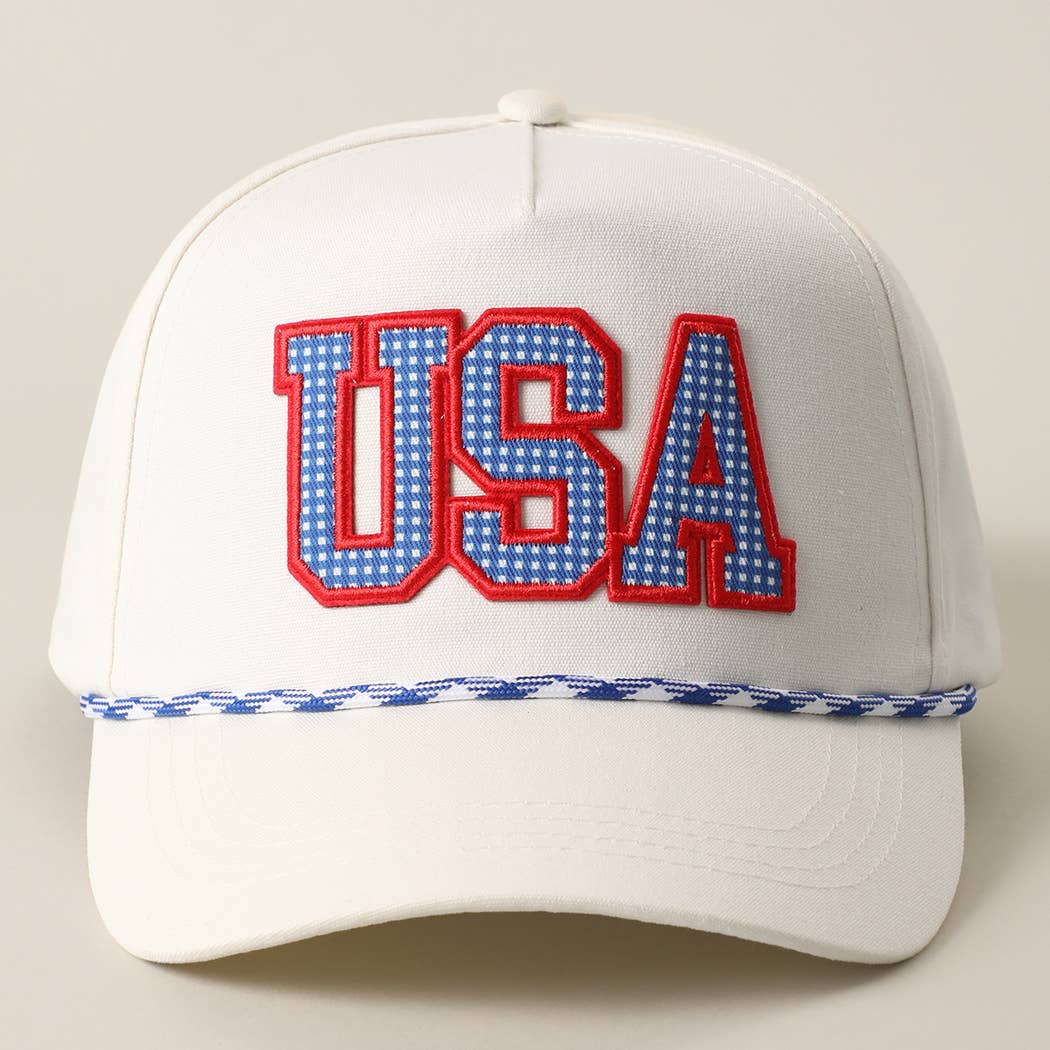 USA Patch Rope Trucker Hat: Red