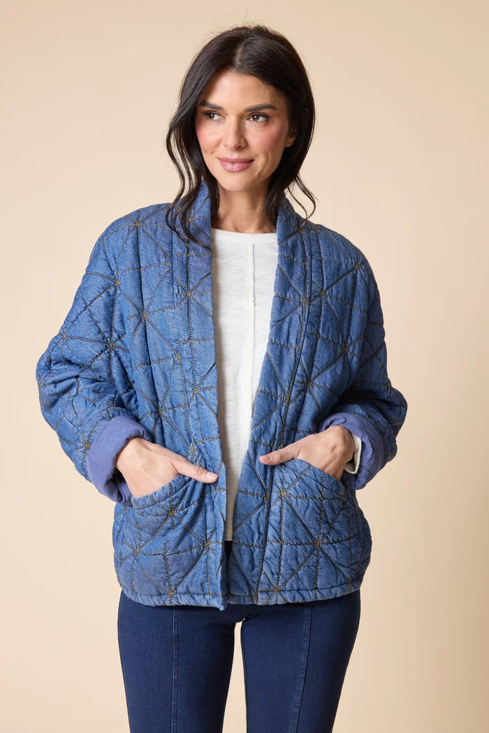 Habitat Diamond Quilt Kimono Jacket (Denim)