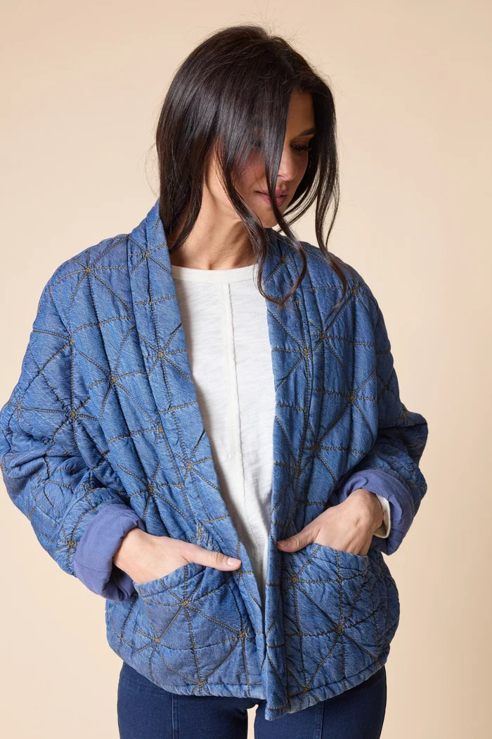 Habitat Diamond Quilt Kimono Jacket (Denim)