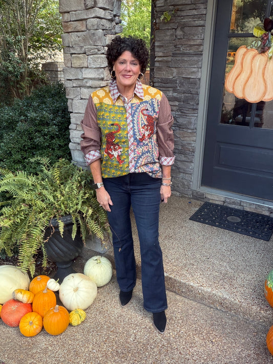 Ivy Jane Tiger Embroidered Patch Shirt
