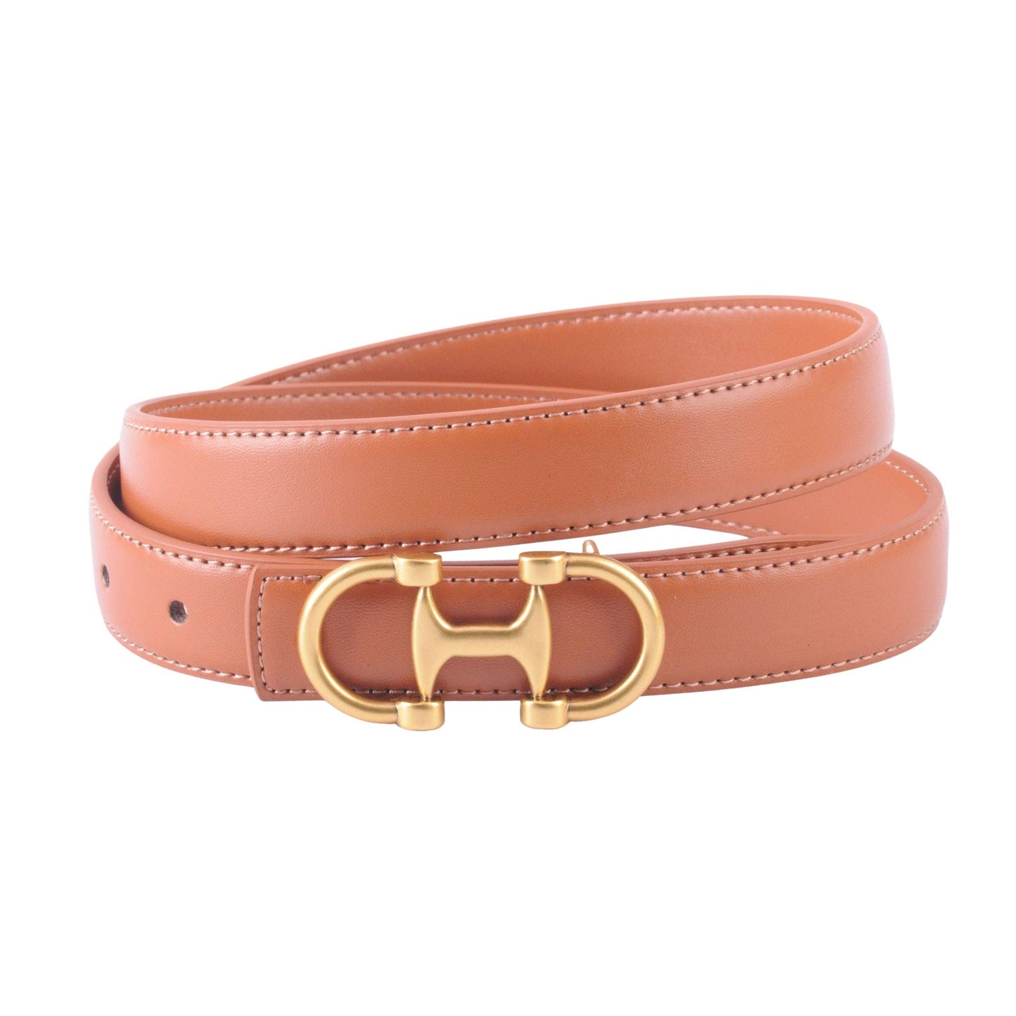 Horsebit Buckle Equestrian Stitched Suede/Napa Leather Belt: Leopard / Large (L)