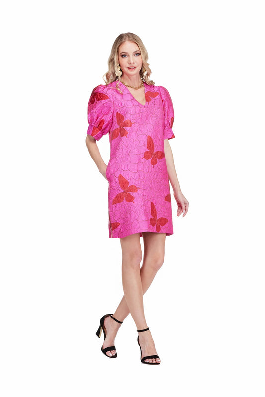 Jade Flutter Bloom V Neck Dress