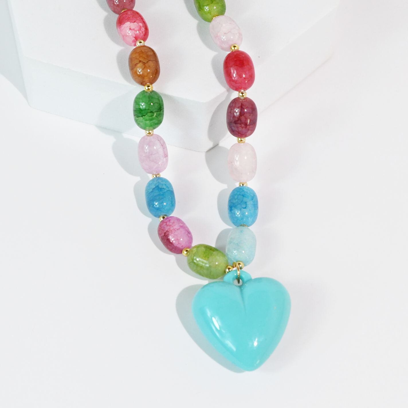 Happy colorful heart Necklace: Blue