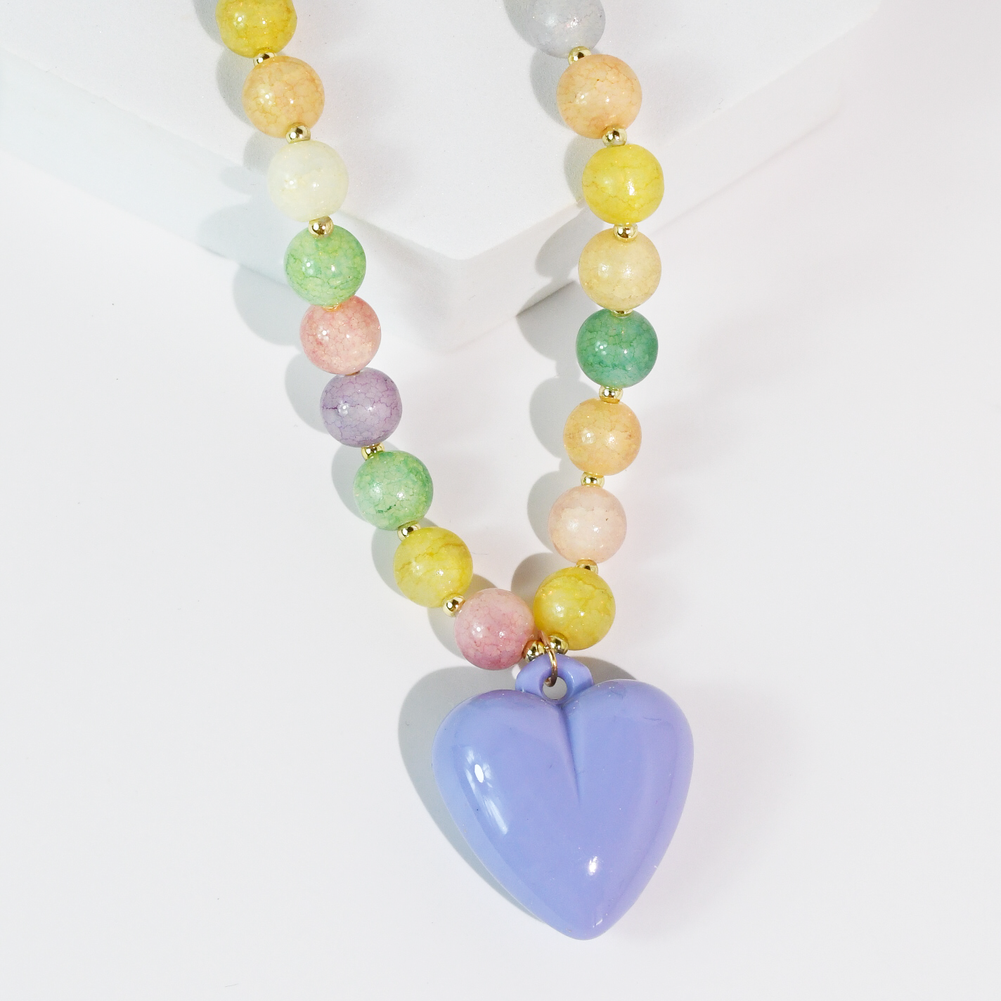 Happy colorful heart Necklace: PINK