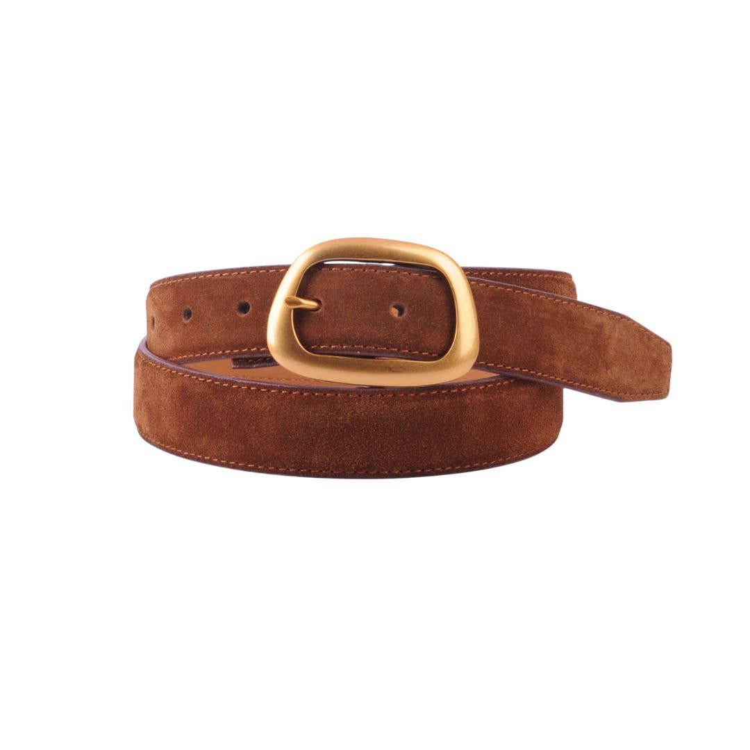 Suede Belt with Organic Shape Buckle | Everyday accessory: Chocolate / Medium