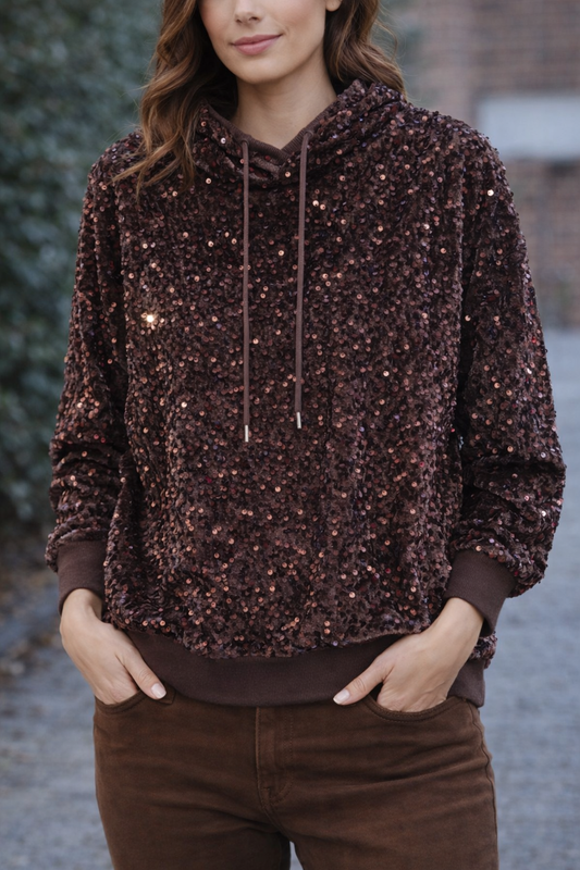 Yest-Copper Brown Sequin top w/Hood