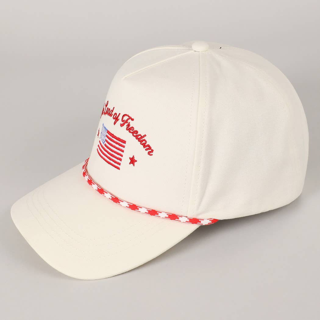The Land of Freedom Flag Embroidered Trucker Hat: ROYAL BLUE / ONE SIZE