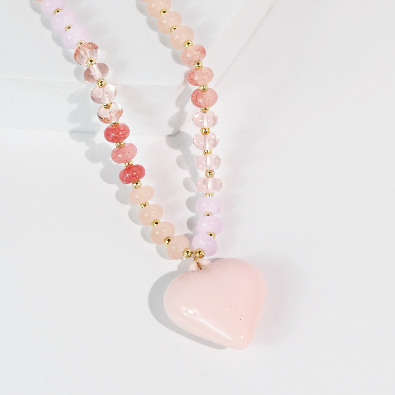 Happy colorful heart Necklace: PINK