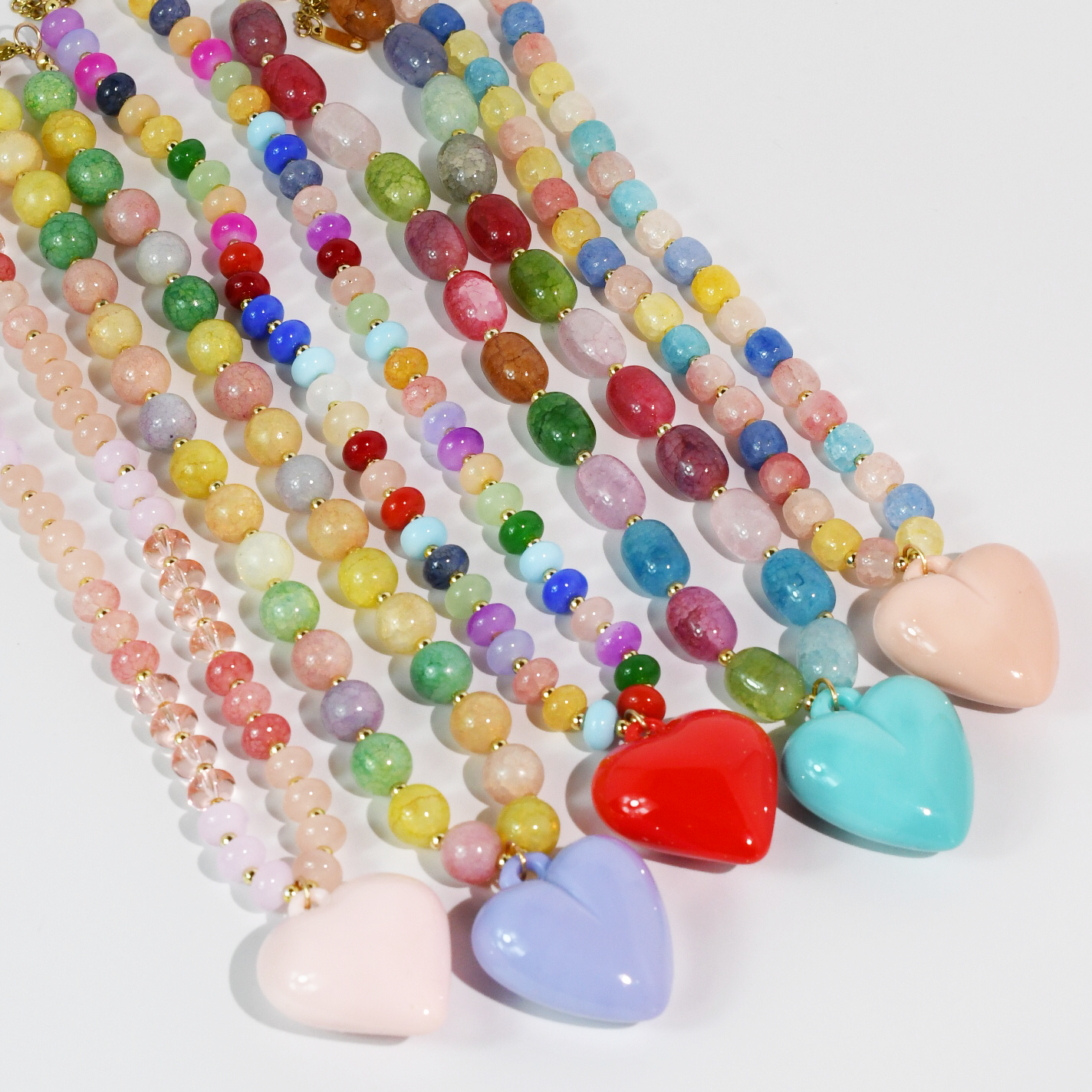 Happy colorful heart Necklace: PINK