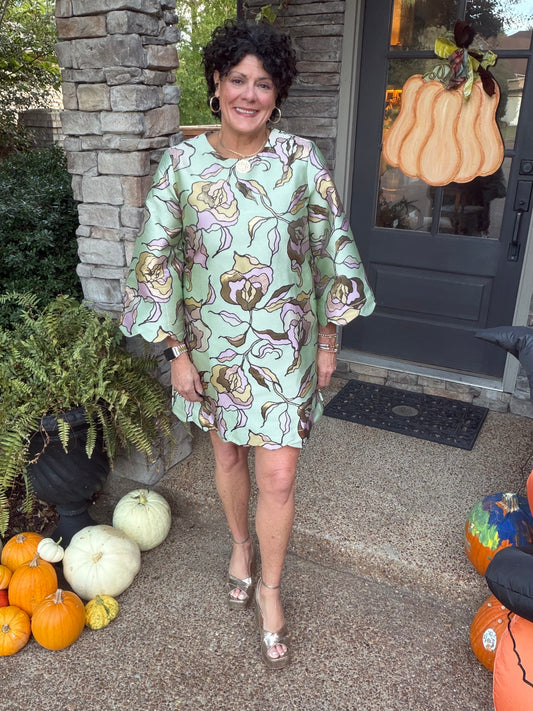 Uncle Frank Brocade Dress with Scallop Hems
