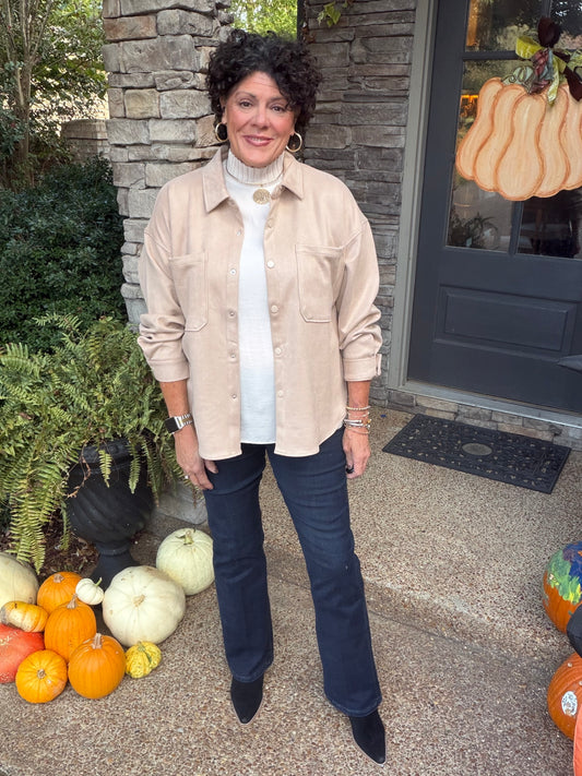 Charlie Paige shirt jacket in tan