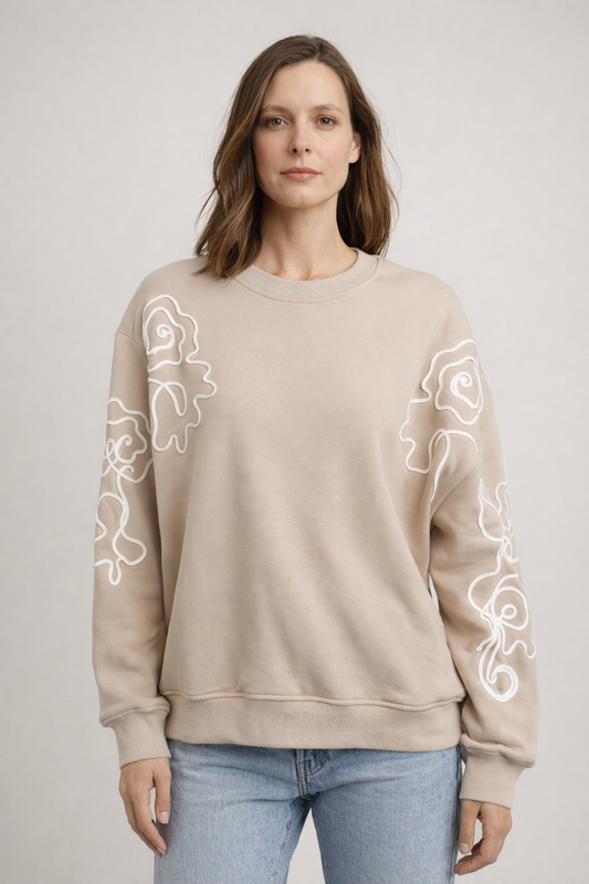 Papillon- Cream Sweatshirt w/ cream detail