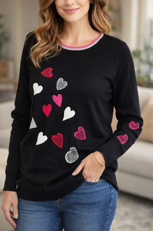 Elena Wang Black Sweater (Little Hearts)