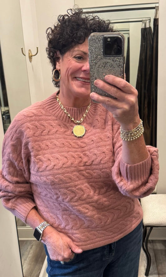 Papillon- Cable knit Sweater (Rose)