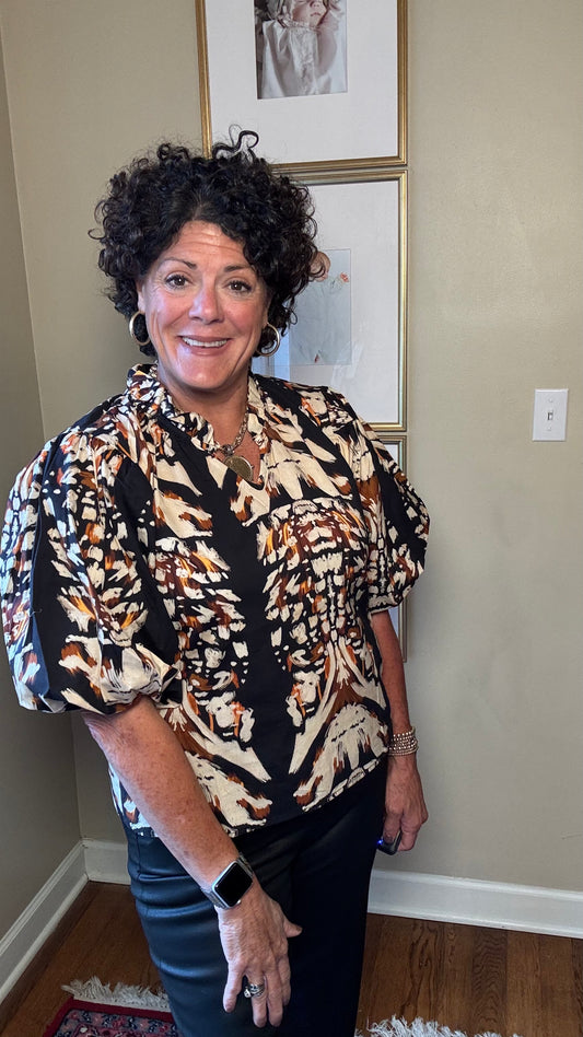 Sophia Top in Chevron Cream