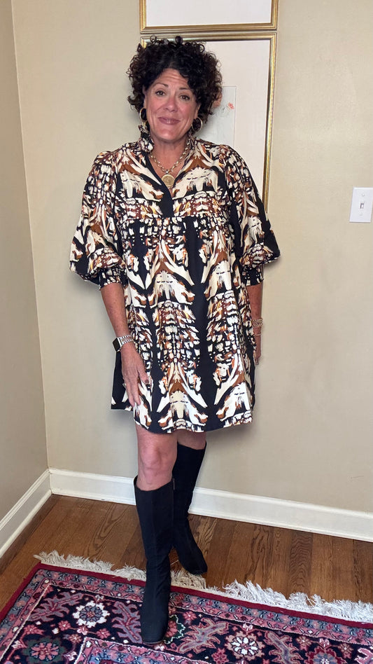 Sophia Dress in Chevron Cream