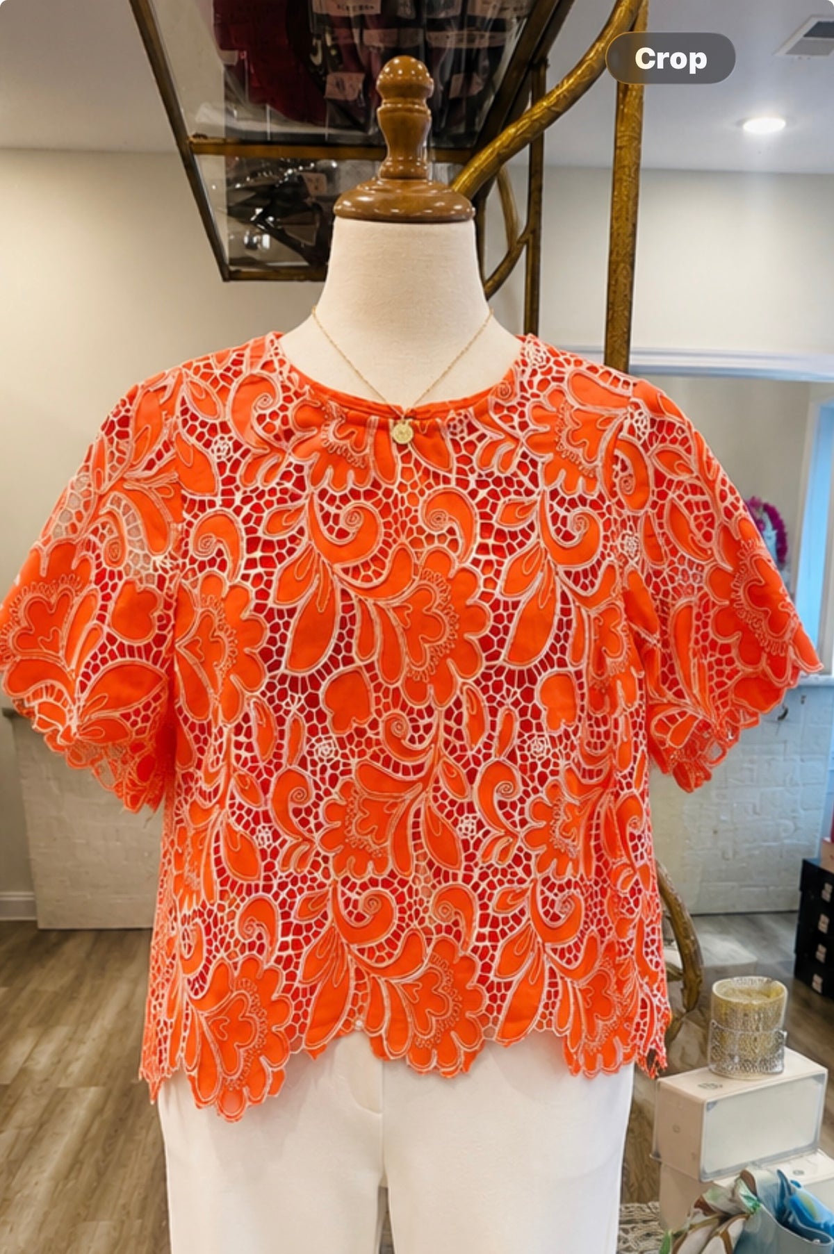 Jade orange lace top