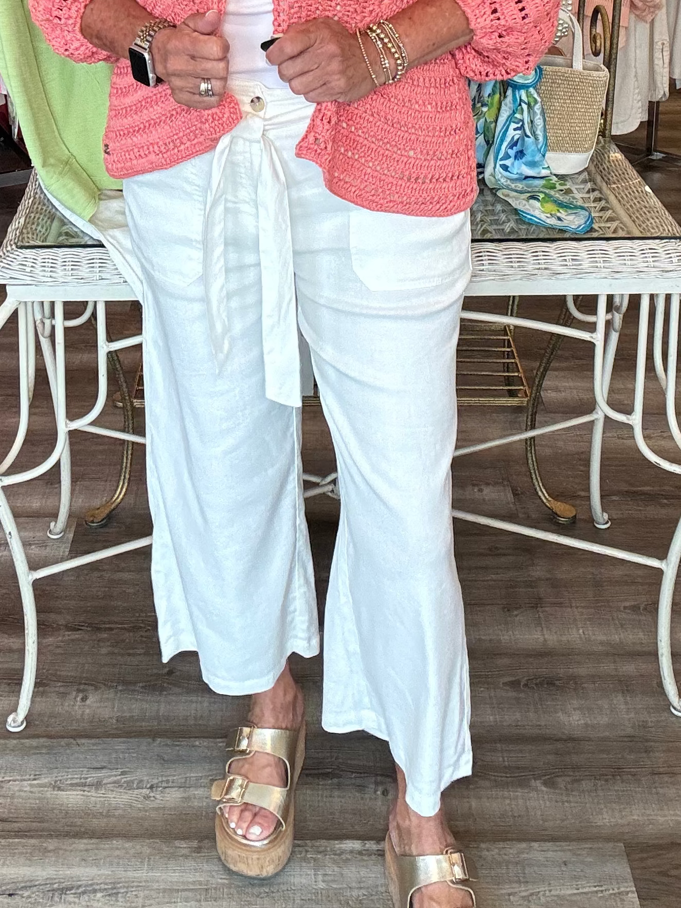 Liverpool Wide Leg crop pant white