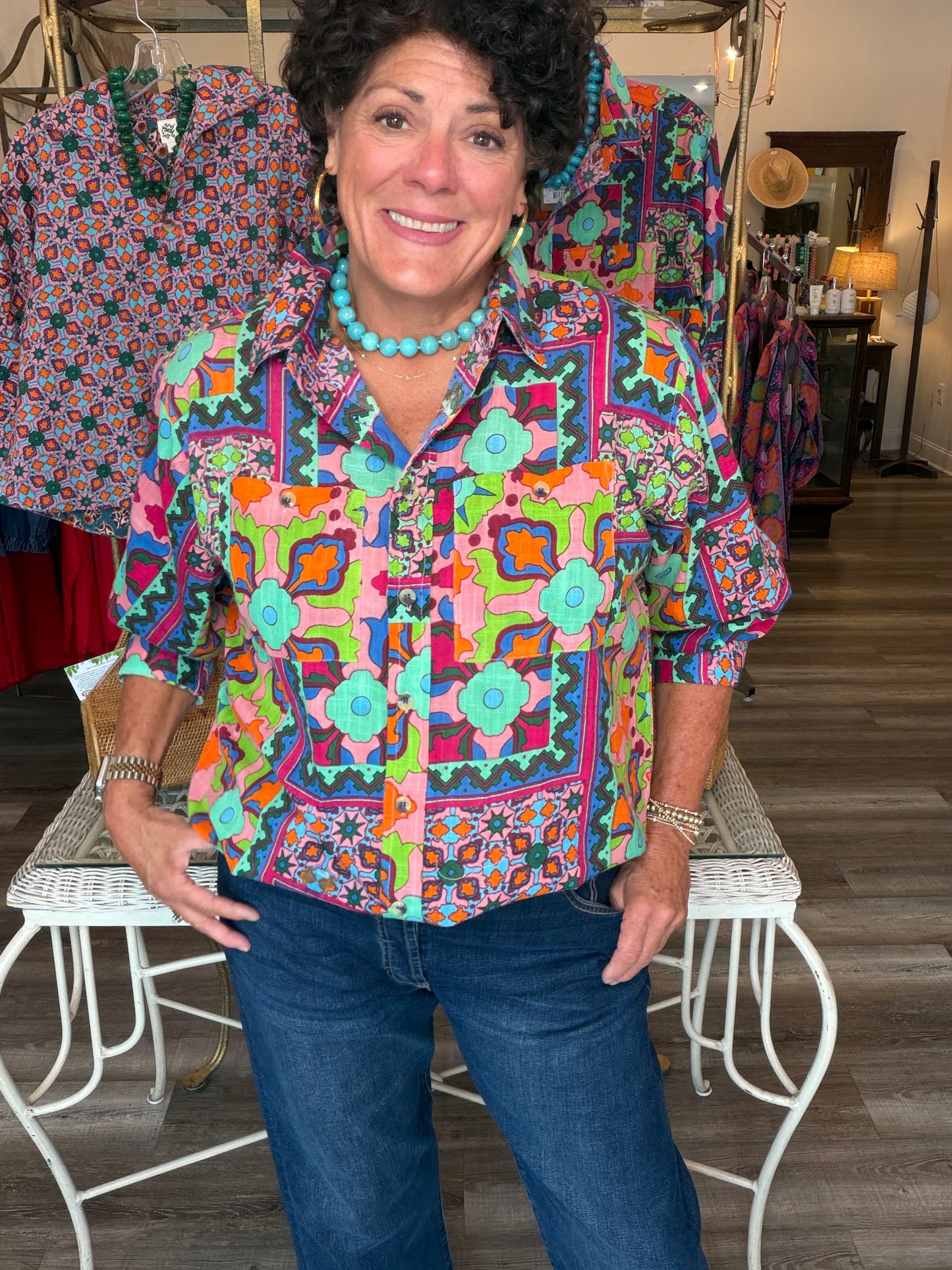 Ivy Jane Patch Print Camp Shirt