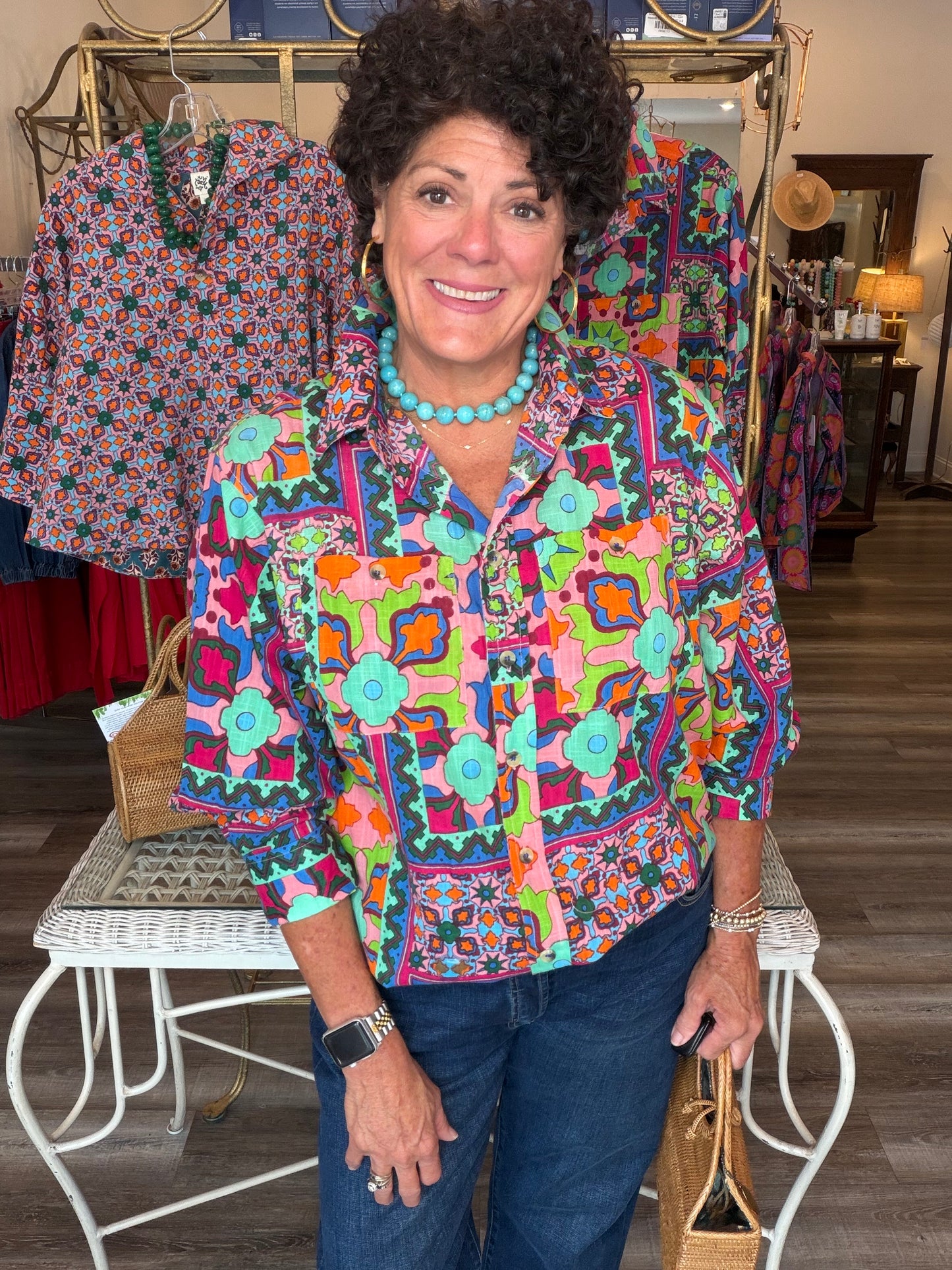 Ivy Jane Patch Print Camp Shirt