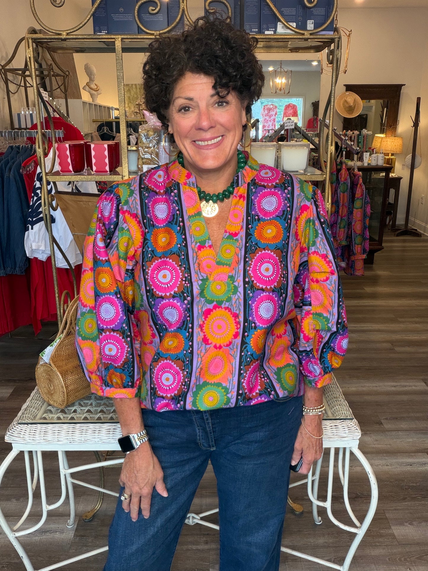 Sister Mary Multi Colorful Flower Top