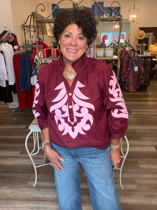 Jodifl Maroon top with Pink