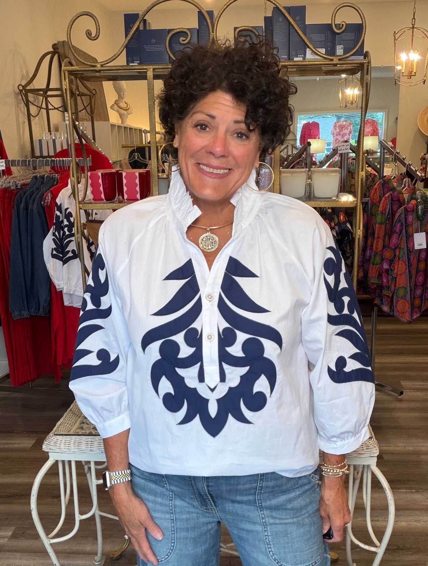 Jodifl off white top/navy