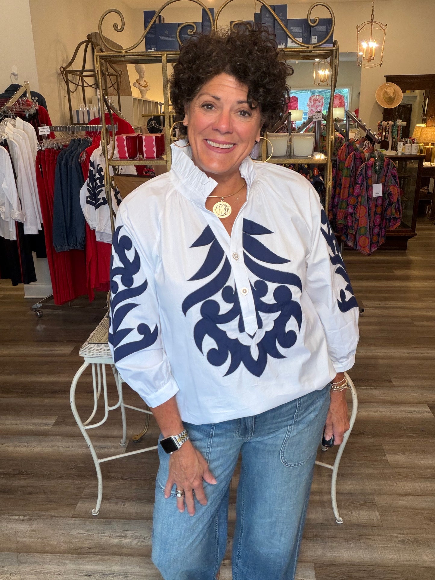 Jodifl off white top/navy