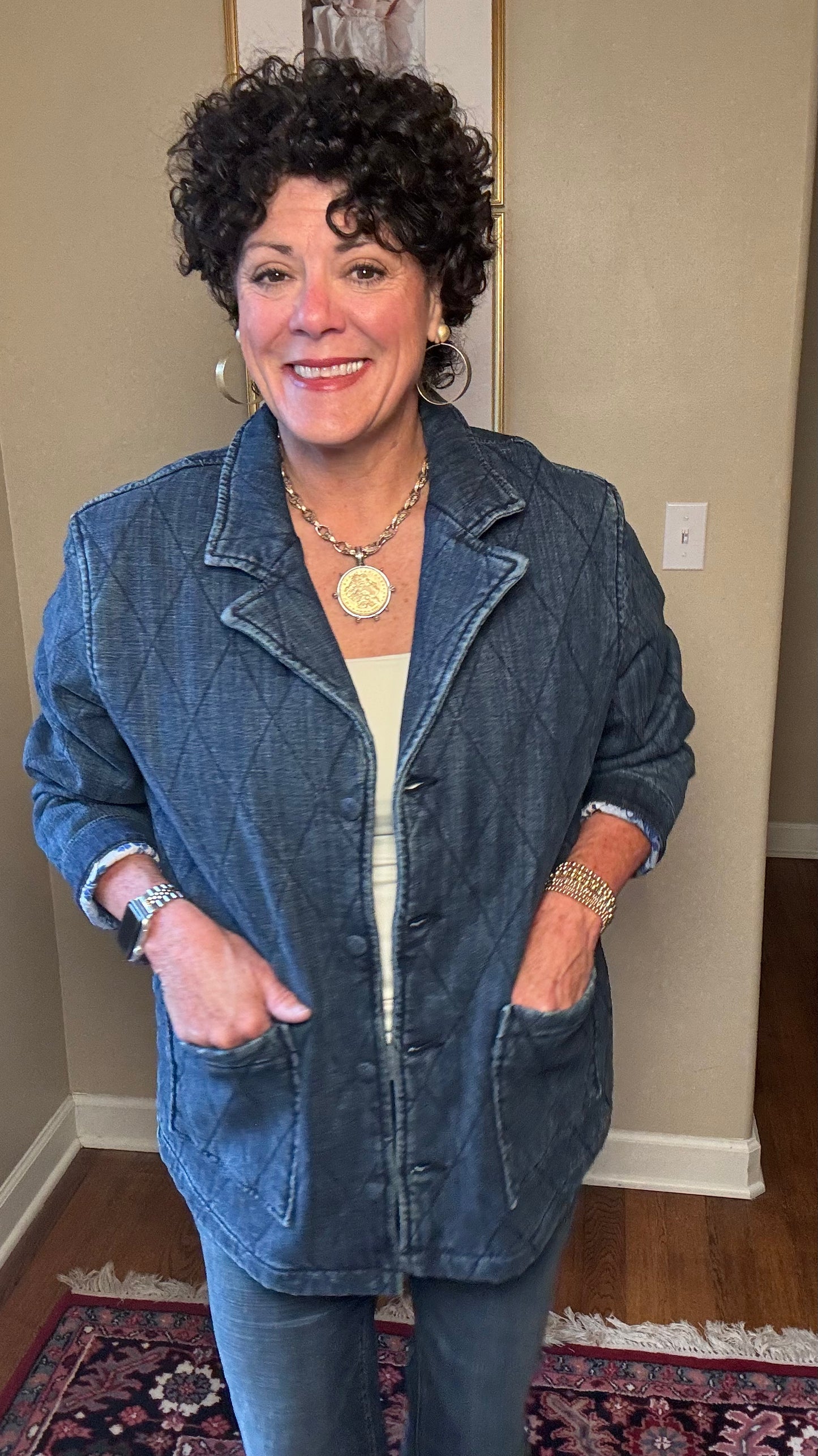 Liverpool Quilted Denim Coat