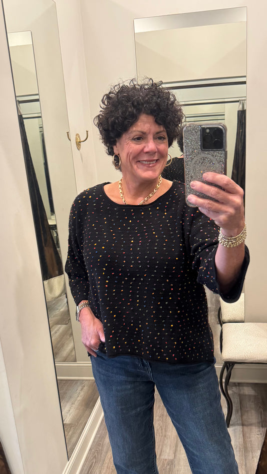 Olivia-Mini Dot Sweater in Black