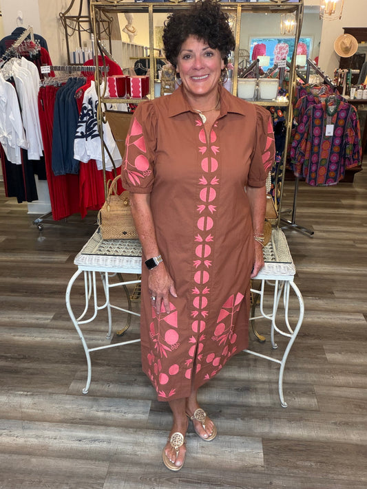 Uncle Frank Placket Embroidered Dress