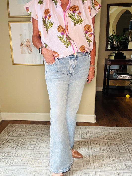Liverpool Dakota low rise loose flare in Prairie Mist