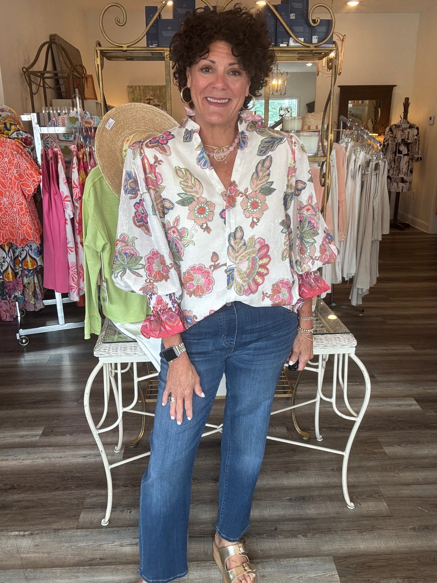 Jade Briar bloom Split V-Neck Blouse