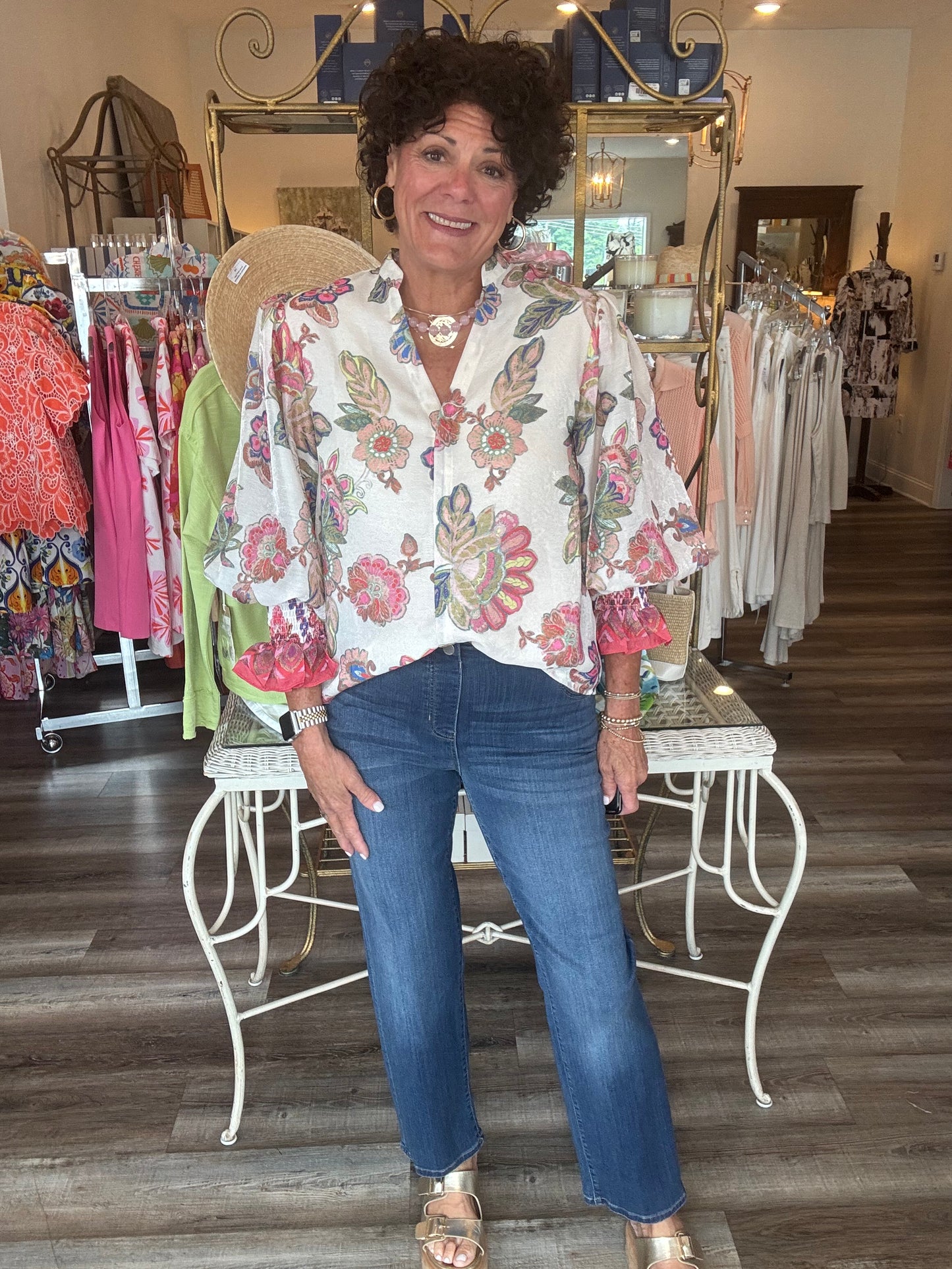 Jade Briar bloom Split V-Neck Blouse