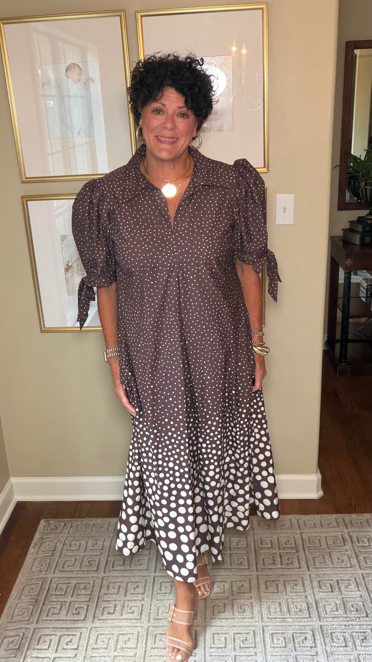 Uncle Frank Brown Pola Dot Maxi Dress