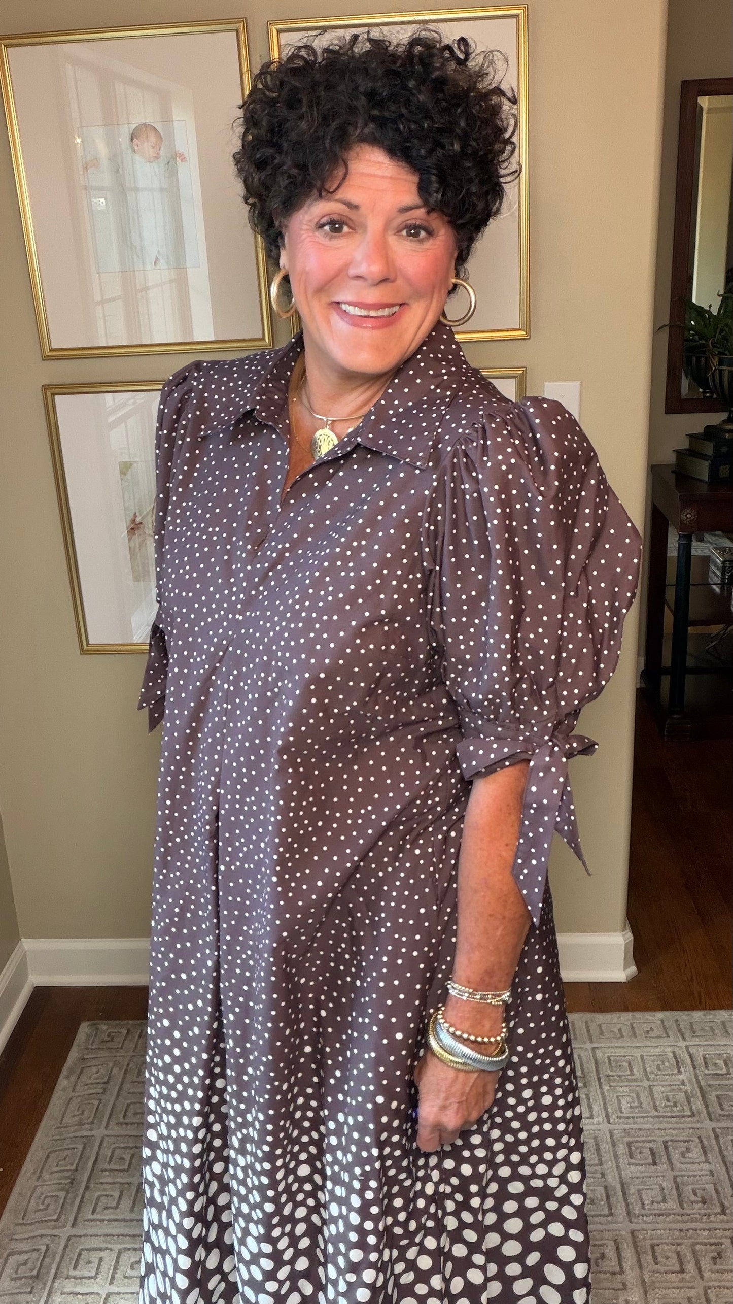 Uncle Frank Brown Pola Dot Maxi Dress