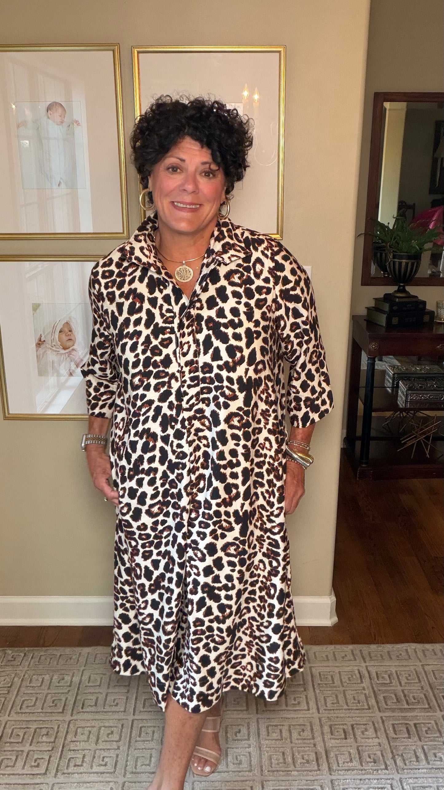 Uncle Frank Leopard Shifty Shirt Dress