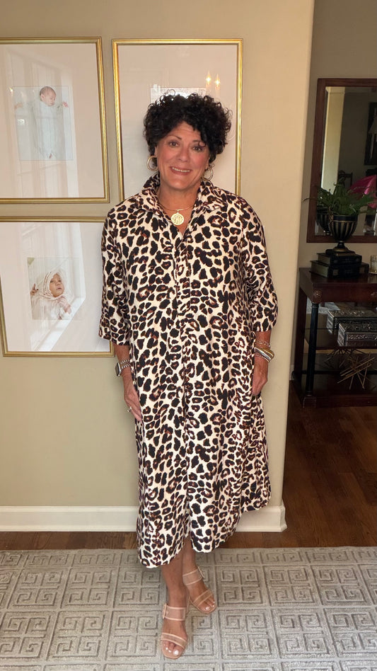 Uncle Frank Leopard Shifty Shirt Dress