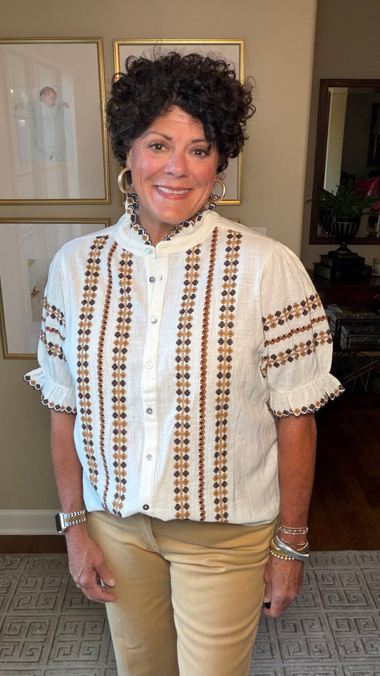 Ivy Jane Rows of Embroidery Top
