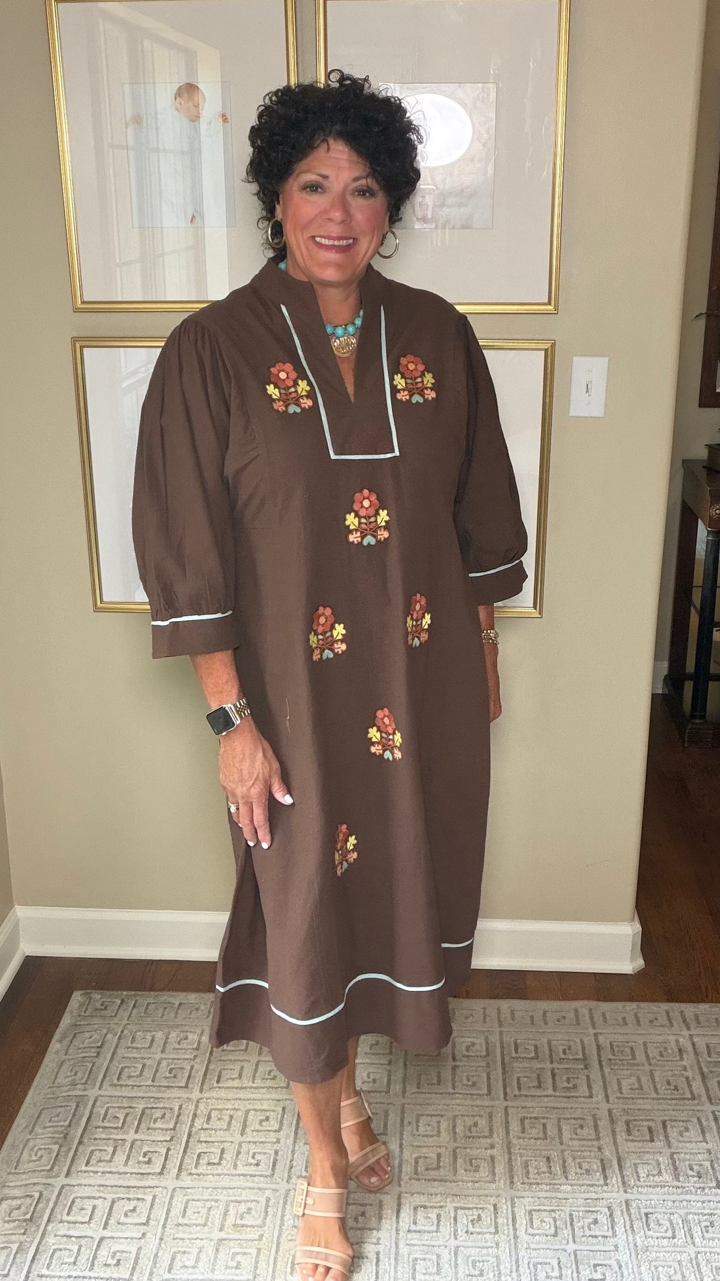Uncle Frank Kaftan Folkloric Embroidery Long Dress