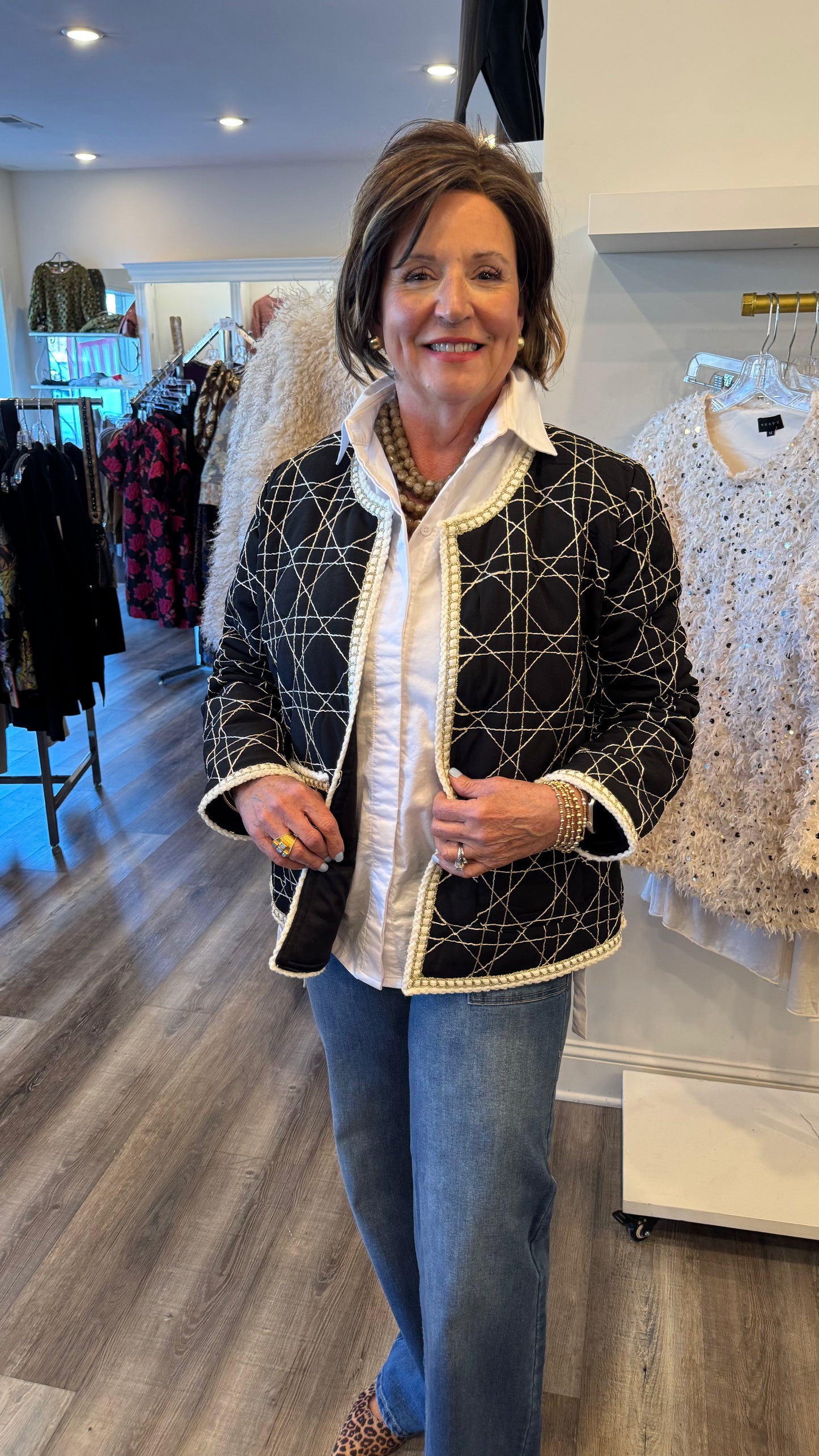 Weavz Jacket in Black with Gold Stiching