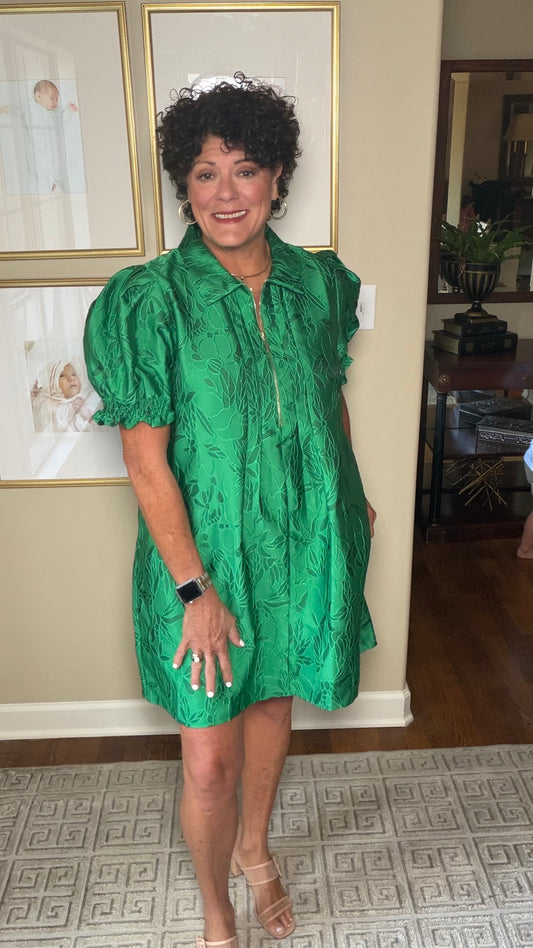 Jade Emerald Brocade Dress