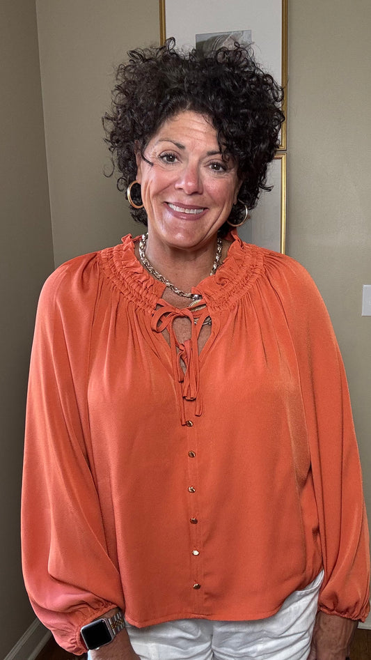 Joy Joy Pumkin  Peasant Top