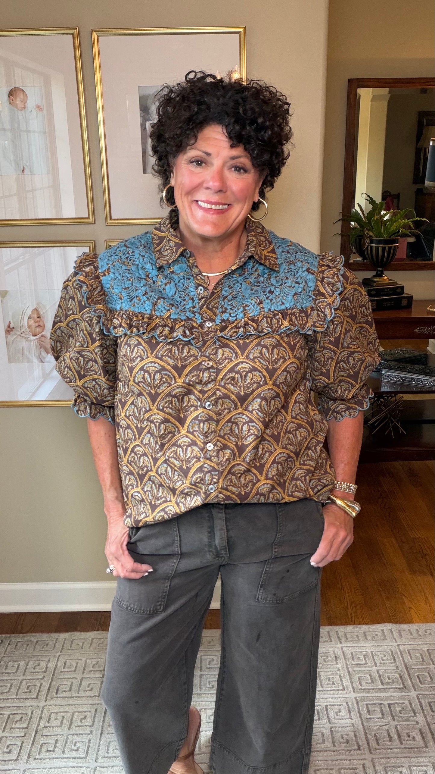 Sister Mary Brown Floral Top