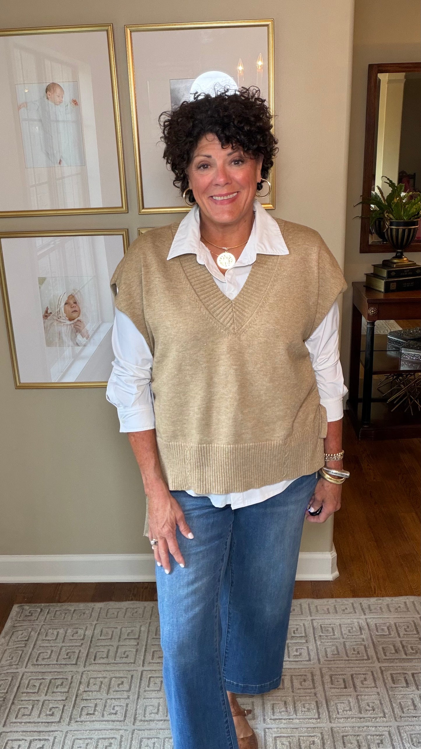 Liverpool V Neck Dolman Popover Sweater w/ties (harvest Khaki)