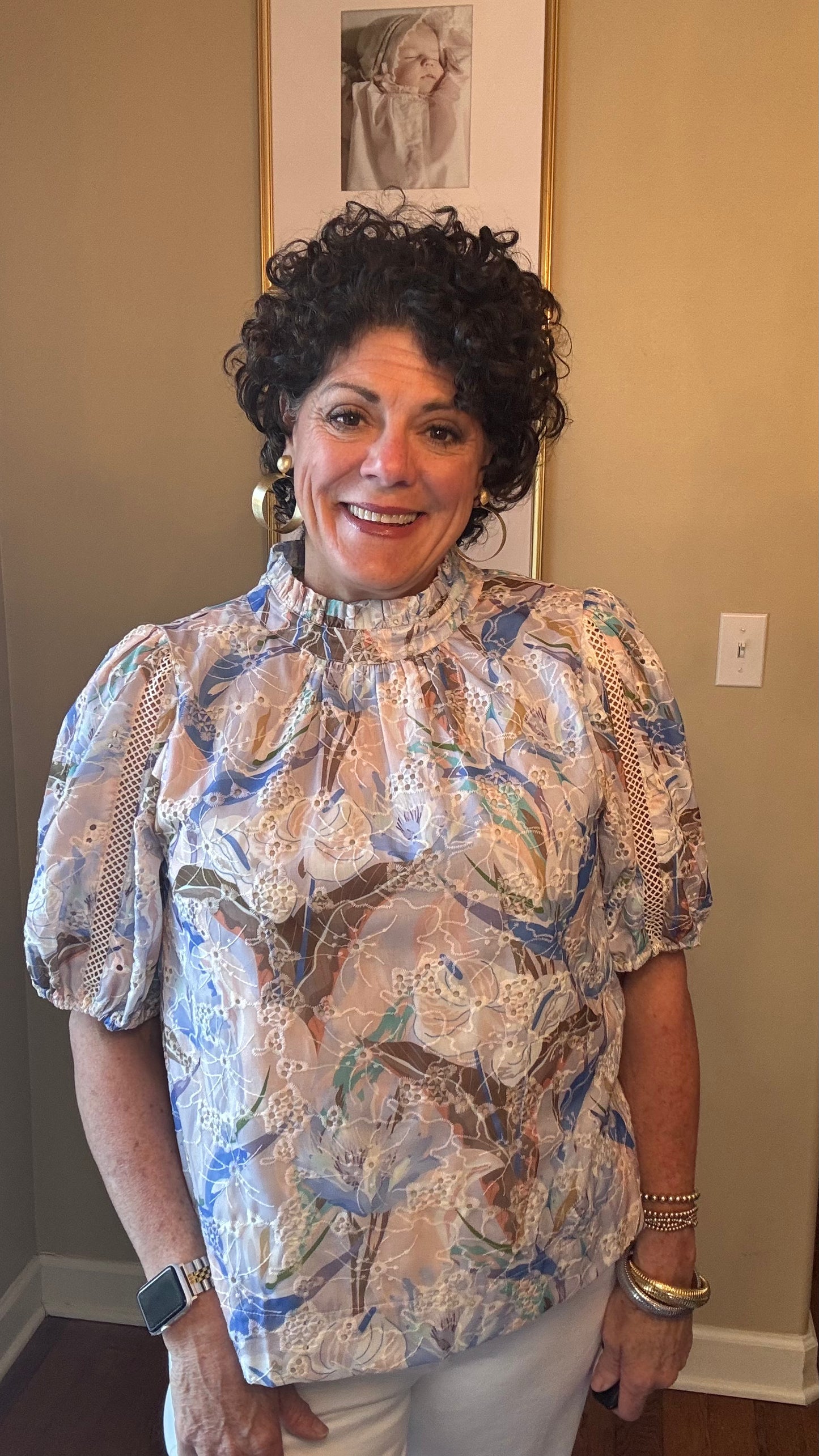 JOY JOY Vintage Mist Eyelet Top