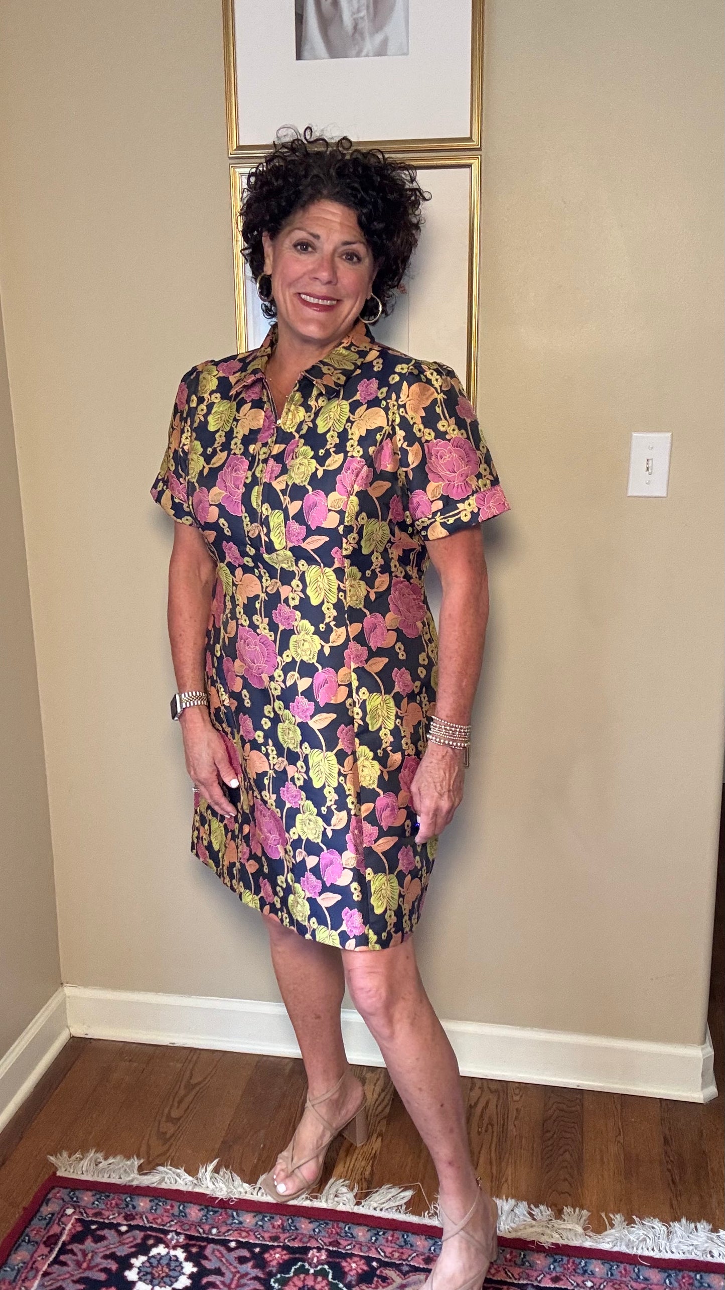 Jade Vibrant Vines Front Zip dress