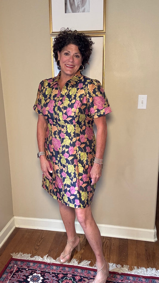 Jade Vibrant Vines Front Zip dress