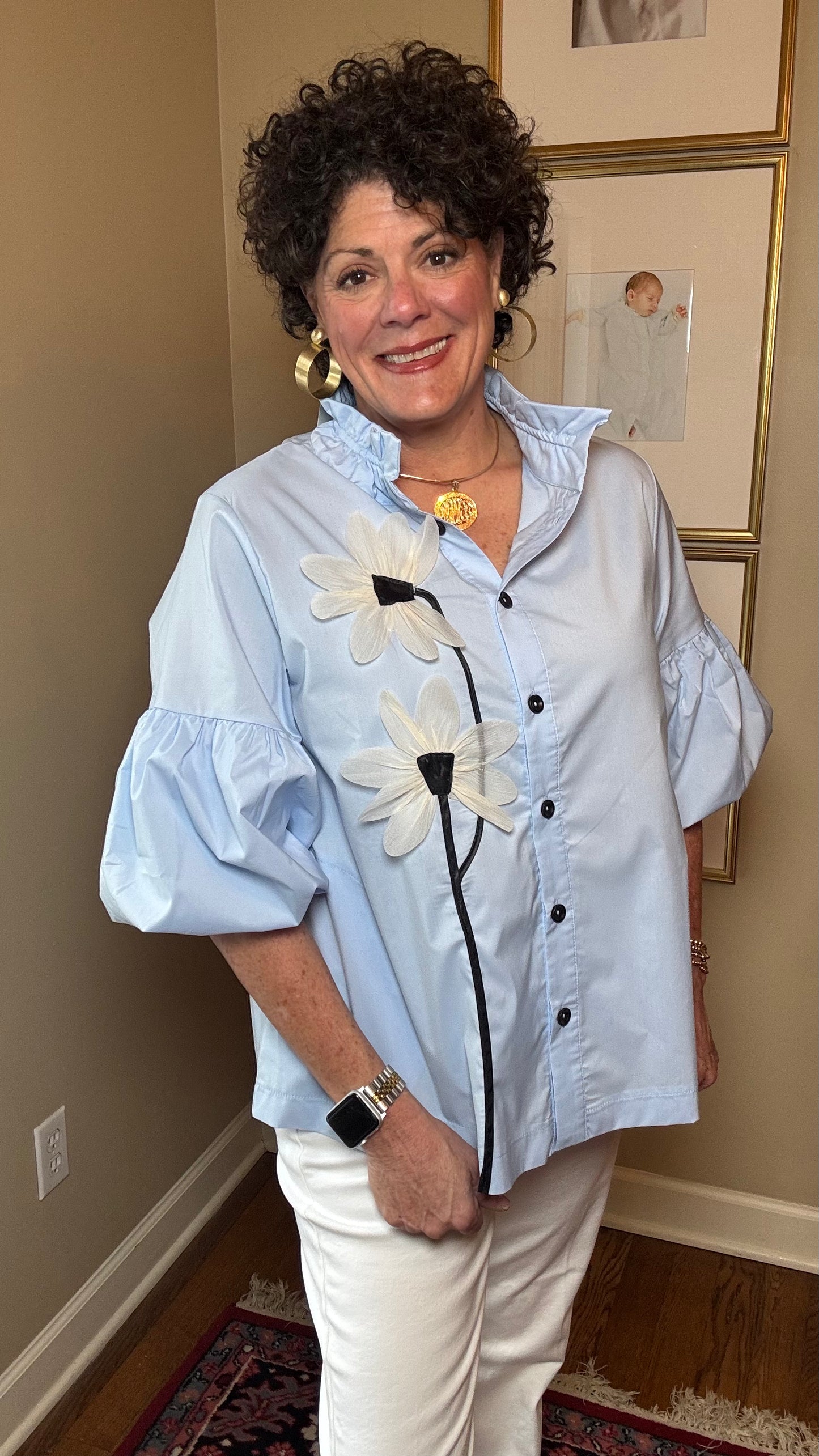 Terra Puffed Sleeve  Flower Top
