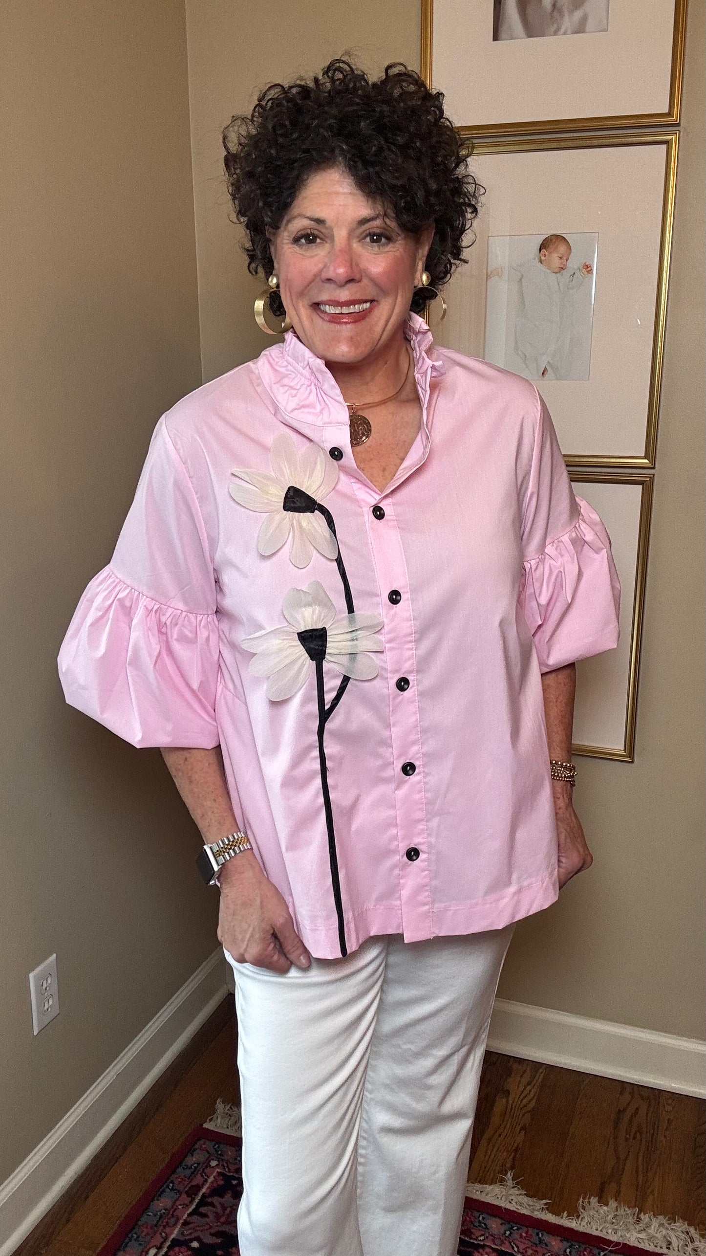Terra Puffed Sleeve  Flower Top